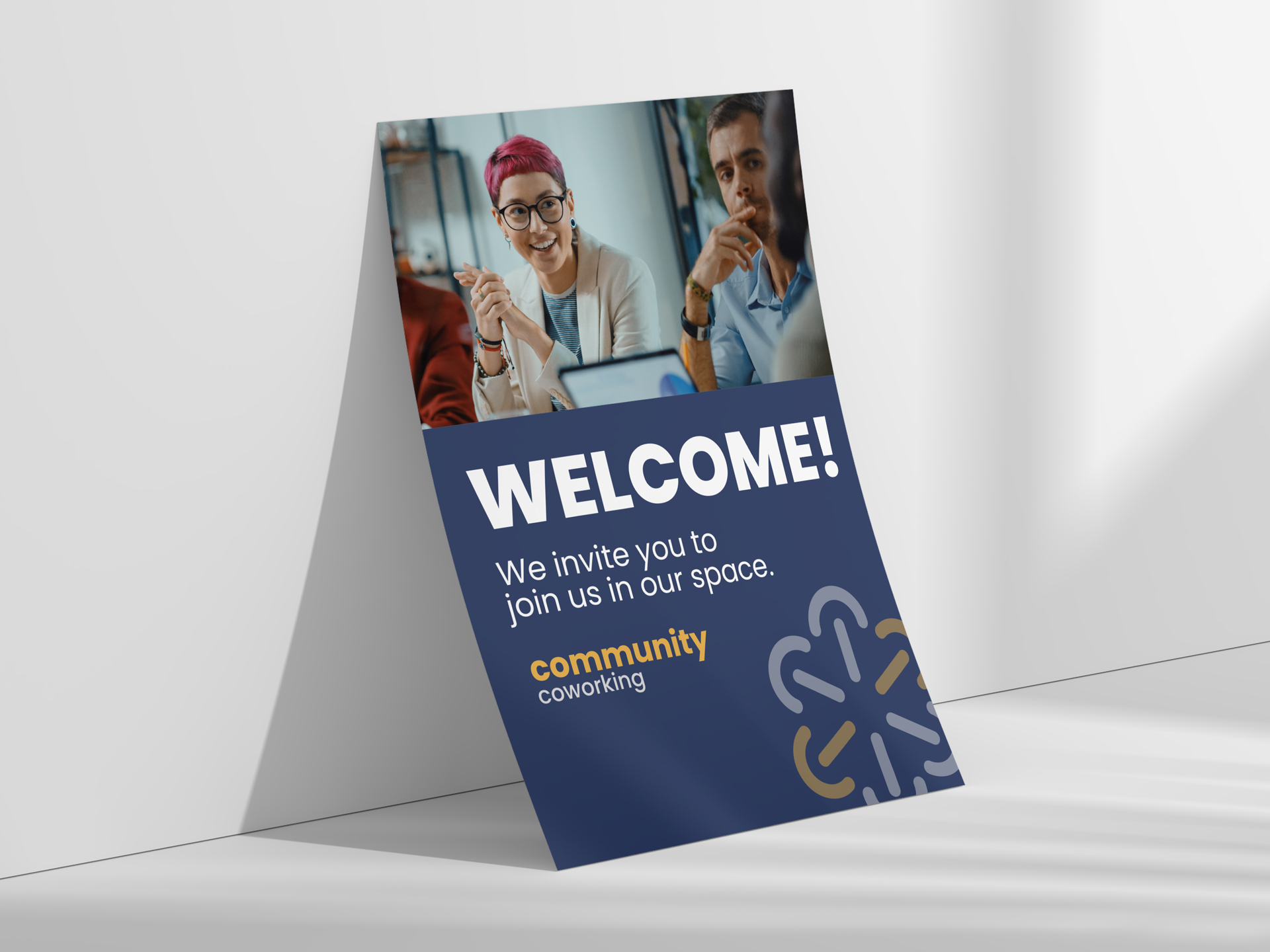 Coworking space welcome styrene sign