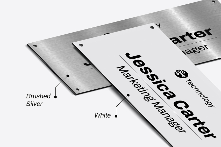 Brushed Silver And White Dibond Signs Brushed Silver And White Dibond Signs